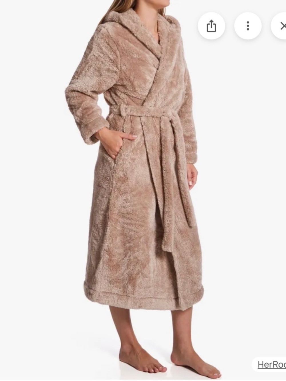 SKIN Plush Hooded Taupe Fleece Robe